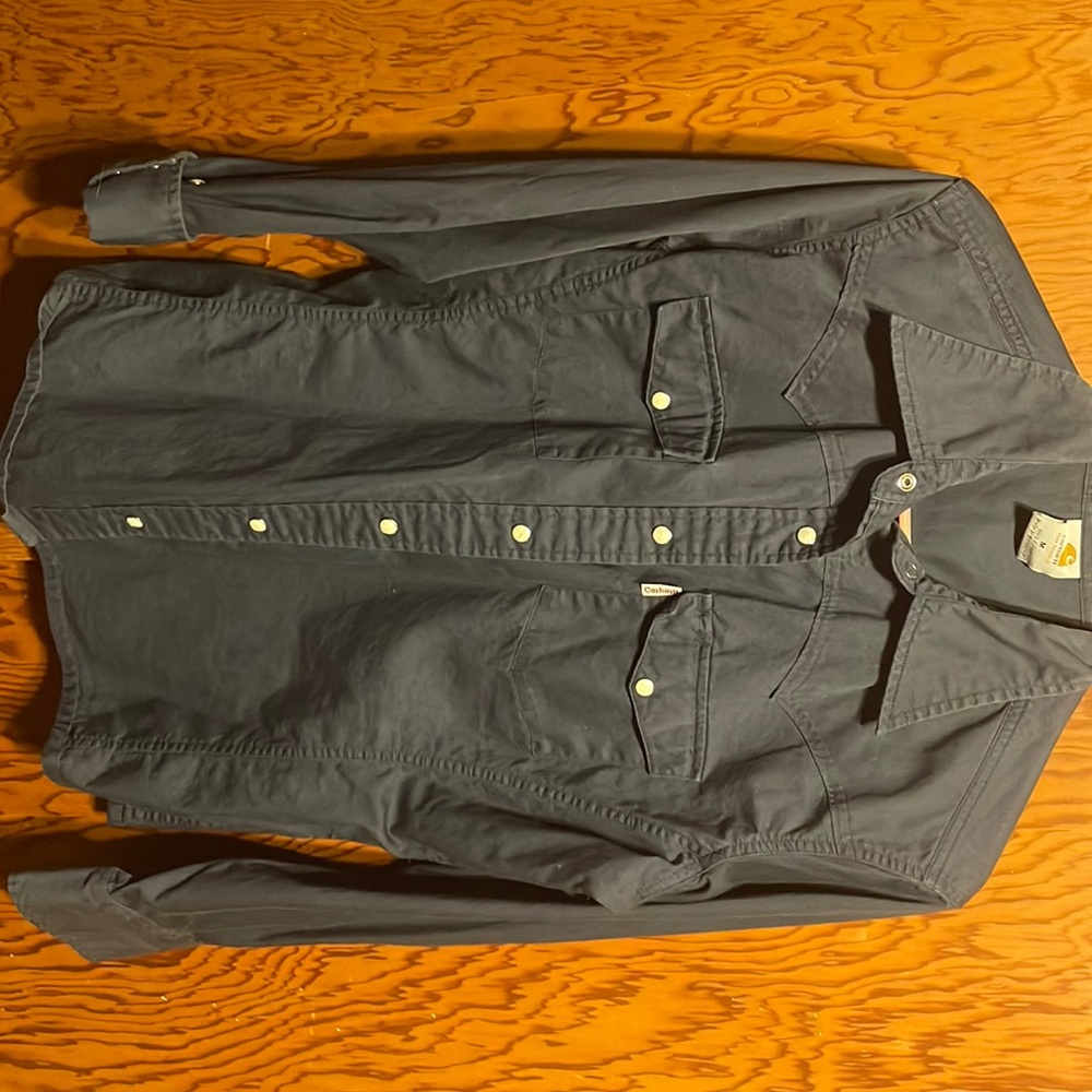 Womens carhartt pearl snap button up